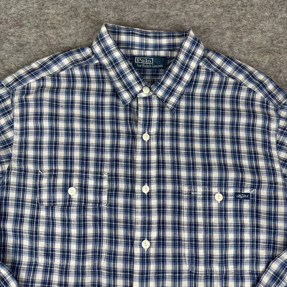 Polo Ralph Lauren Double Pocket Work Shirt Classic Linen Blend Lot‎ of 2 Mens XL